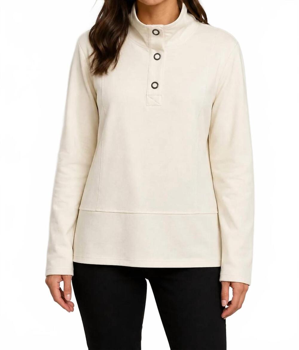 NEW ESCAPE BY HABITAT ocean front terry quarter snap sweatshirt in pearl